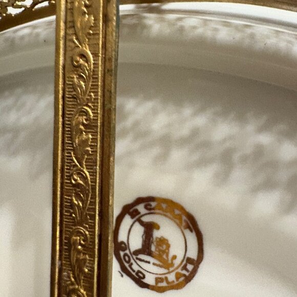 Vintage Porcelain Candy Dish w/ Gold Filigree Frame & Tribal Motif – 10.5” - Picture 9 of 9